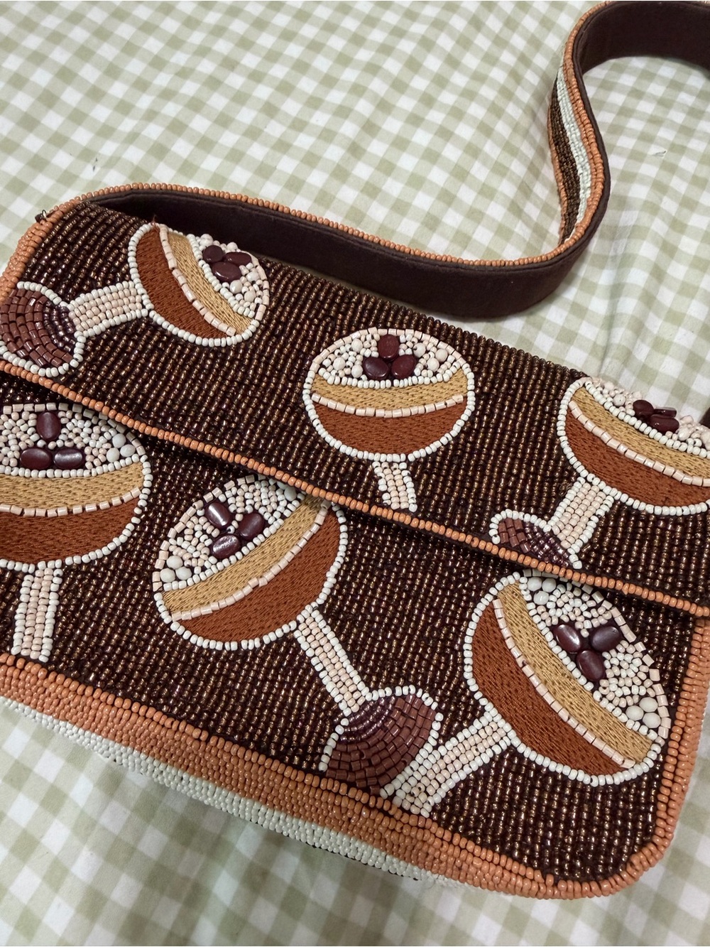 ANTHROPOLOGIE ESPRESSO MARTINI FIONA BEADED BAG